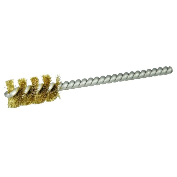 Weiler 1/2" Power Tube Brush, .005" Brass Wire Fill, 1" Brush Length 21182